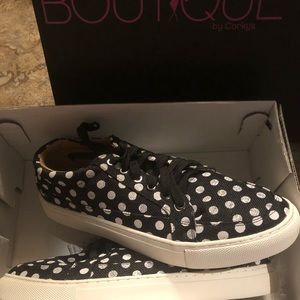 NWT - Boutique by Corky’s Black & White Polka Dot Shoes